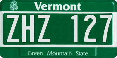VT license plate ZHZ127