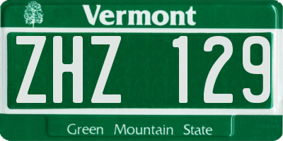 VT license plate ZHZ129