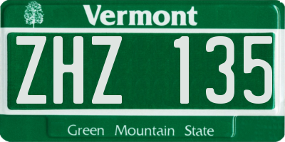 VT license plate ZHZ135