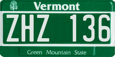 VT license plate ZHZ136