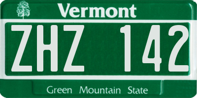 VT license plate ZHZ142