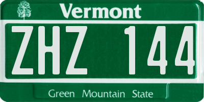 VT license plate ZHZ144