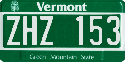 VT license plate ZHZ153
