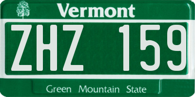 VT license plate ZHZ159