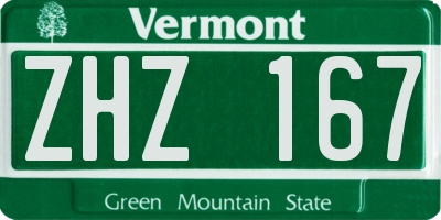 VT license plate ZHZ167