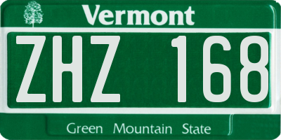 VT license plate ZHZ168