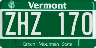 VT license plate ZHZ170