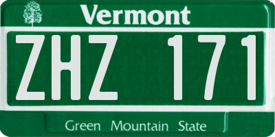 VT license plate ZHZ171