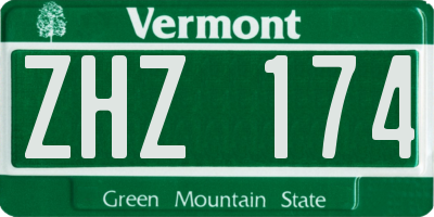 VT license plate ZHZ174