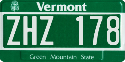 VT license plate ZHZ178