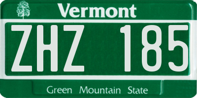 VT license plate ZHZ185