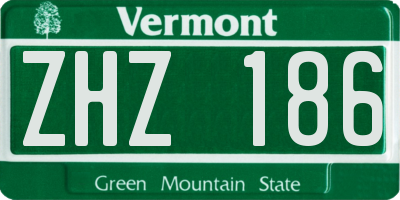 VT license plate ZHZ186