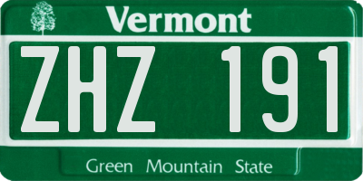 VT license plate ZHZ191