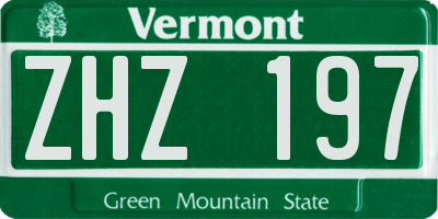 VT license plate ZHZ197