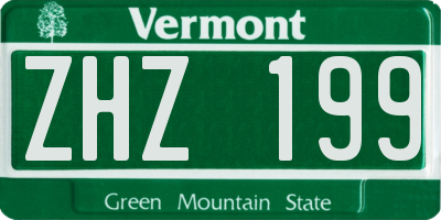 VT license plate ZHZ199