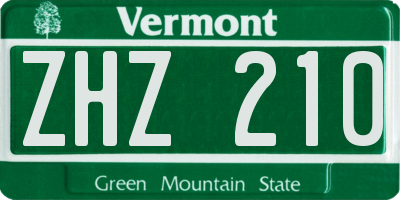 VT license plate ZHZ210