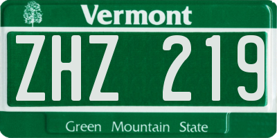 VT license plate ZHZ219