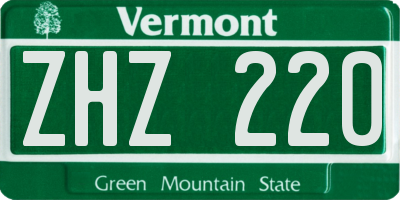VT license plate ZHZ220