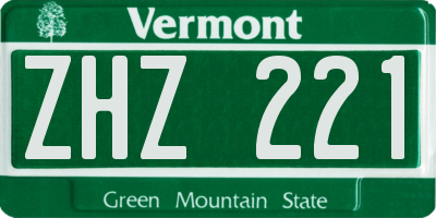 VT license plate ZHZ221
