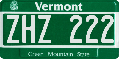 VT license plate ZHZ222