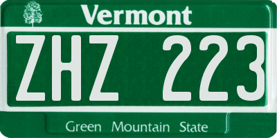 VT license plate ZHZ223
