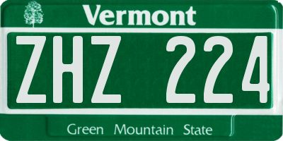 VT license plate ZHZ224
