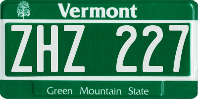 VT license plate ZHZ227