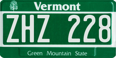 VT license plate ZHZ228
