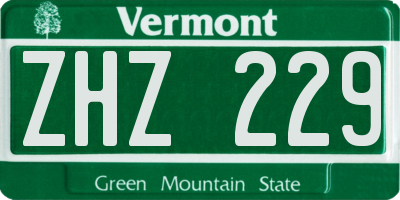 VT license plate ZHZ229