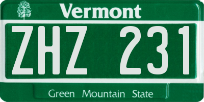 VT license plate ZHZ231