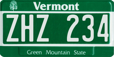 VT license plate ZHZ234