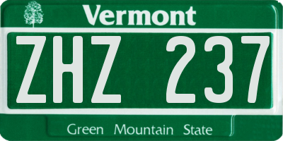 VT license plate ZHZ237