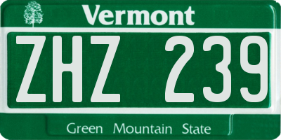 VT license plate ZHZ239