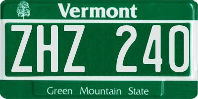 VT license plate ZHZ240