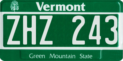 VT license plate ZHZ243