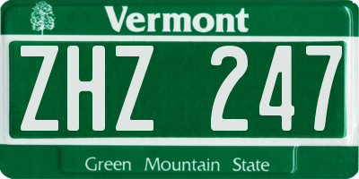 VT license plate ZHZ247