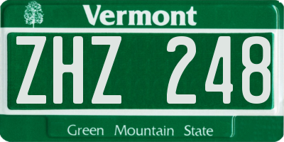 VT license plate ZHZ248