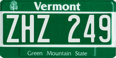 VT license plate ZHZ249