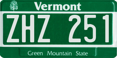 VT license plate ZHZ251