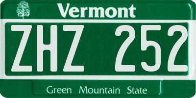VT license plate ZHZ252