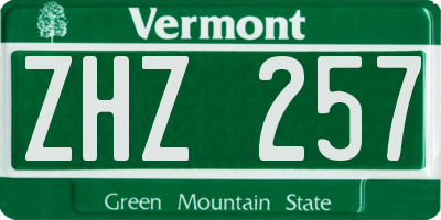 VT license plate ZHZ257