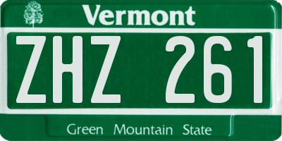 VT license plate ZHZ261