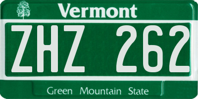 VT license plate ZHZ262