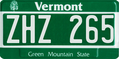 VT license plate ZHZ265