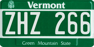 VT license plate ZHZ266