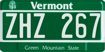 VT license plate ZHZ267