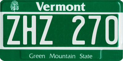 VT license plate ZHZ270