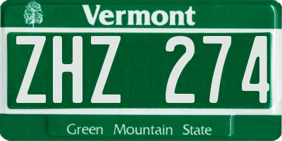 VT license plate ZHZ274