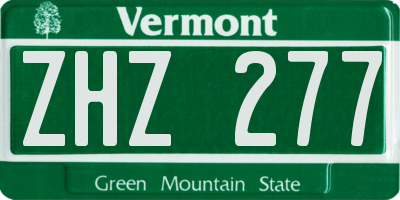 VT license plate ZHZ277