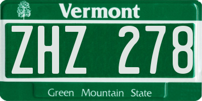 VT license plate ZHZ278